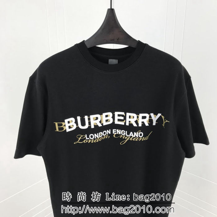 BURBERRY巴寶莉 專櫃最新限量款 雙層字母印花logo 純棉短袖 百搭情侶款 ydi1239